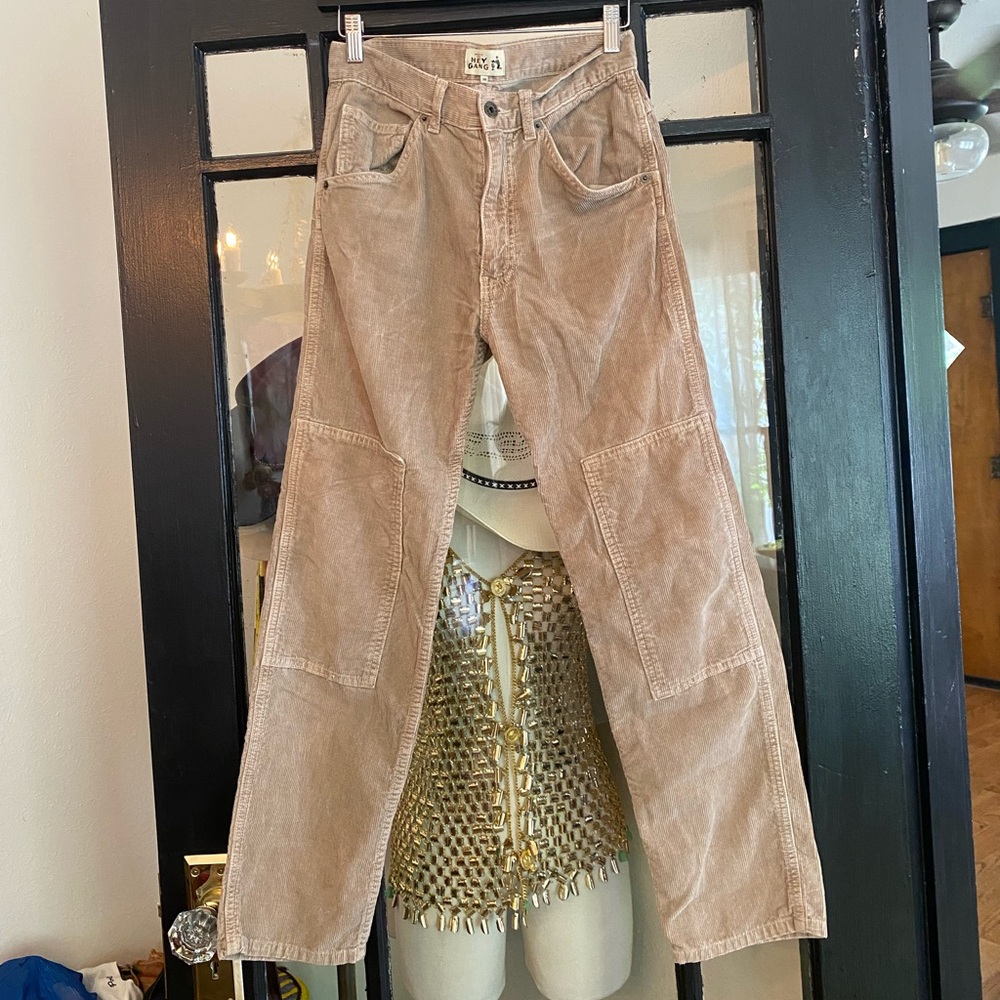 Hey Gang Women's Tan Corduroy Knee Patch Pants